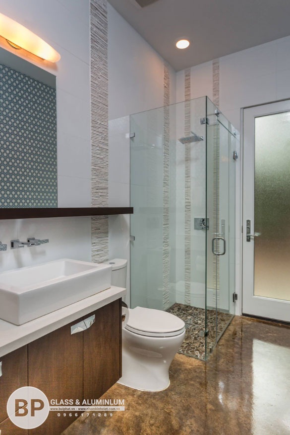 Cửa kính phòng tắm không khung - Dịch vụ thi công phòng tắm kính Bùi Phát