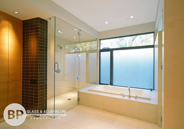 Cửa kính phòng tắm không khung - Dịch vụ thi công phòng tắm kính Bùi Phát